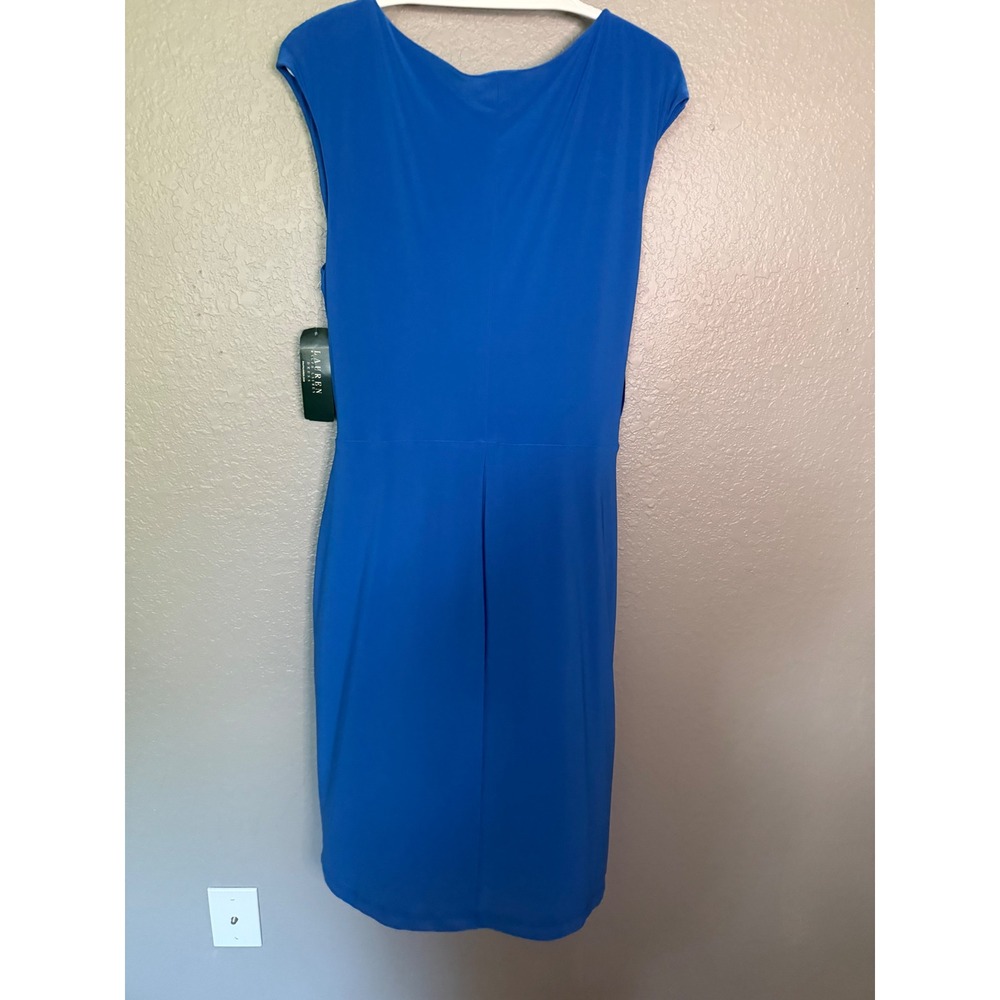 Lauren Ralph Lauren Azzuro Blue Twist Front Sheath Dress 16 NWT Career Pullover - Picture 5 of 7